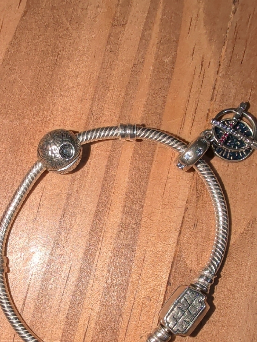 PANDORA STAR WARS Sterling Silver Twisted Charm CLASP Bracelet - Silver - Picture 3 of 6